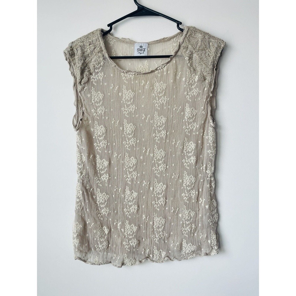 Boutique brand SW3 Bespoke Embroidered blouse Women’s Size S Beige​​​​